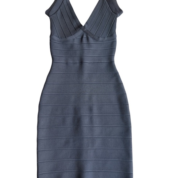 HERVE LEGER Bandage Dress Medium Gray Mini Bodycon Dress Gorgeous! - Picture 8 of 10